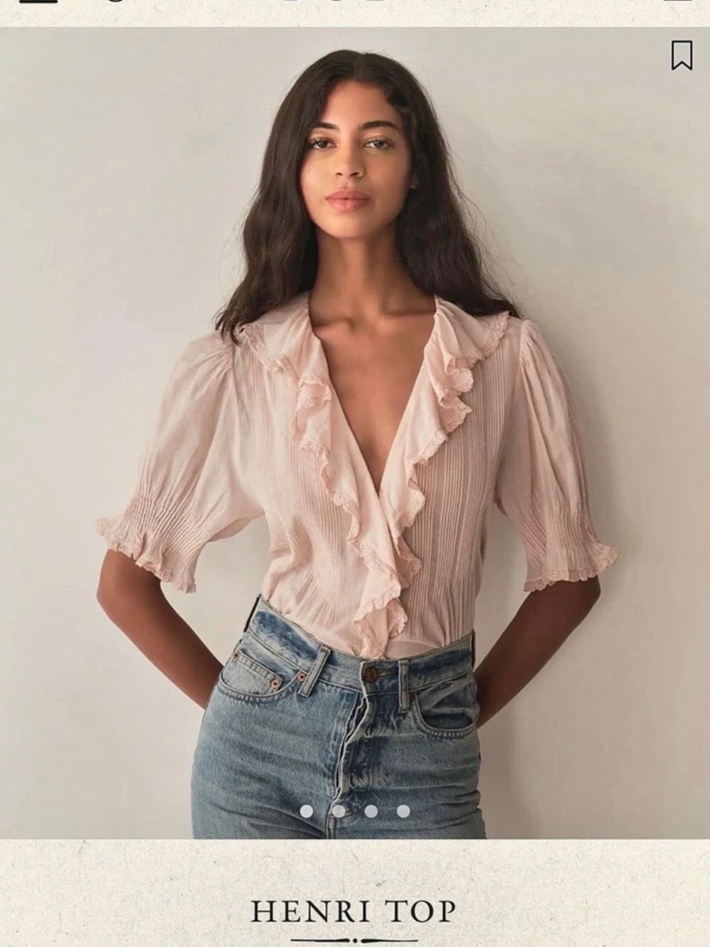 DOEN Henri Top Ruffle Blouse in Pink Size Medium Like New